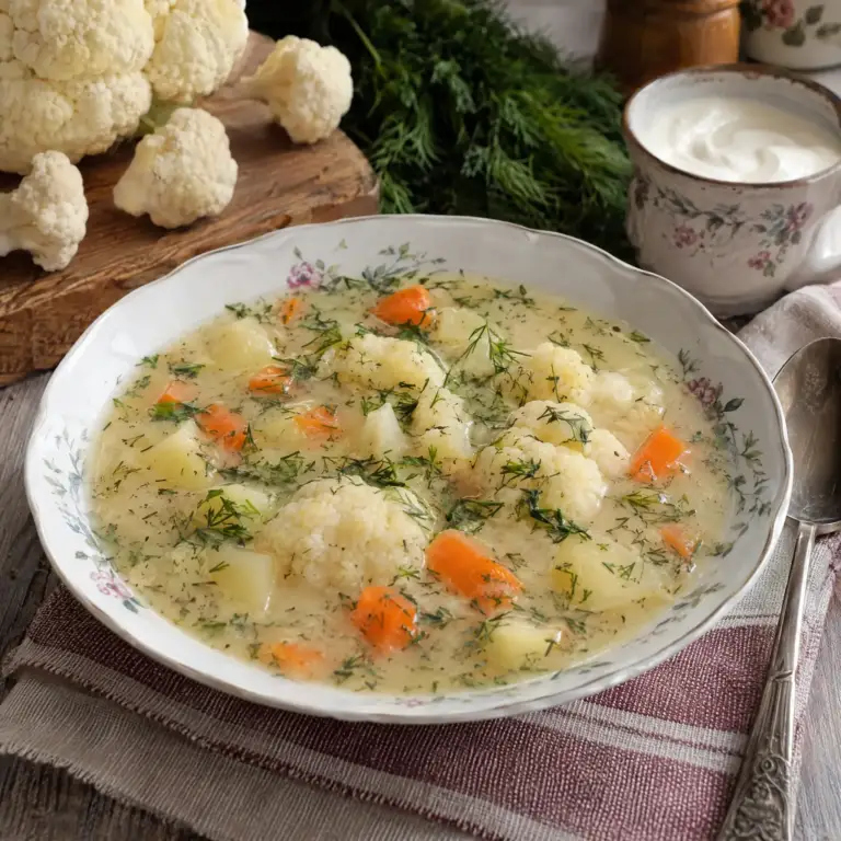 Zupa kalafiorowa z koperkiem i śmietaną, jak u babci