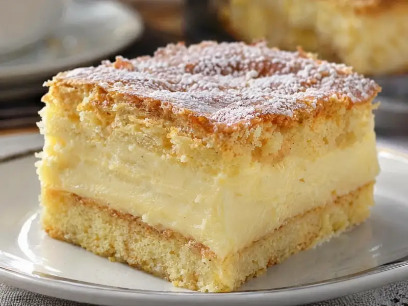 Ciasto z kremem budyniowym na biszkopcie